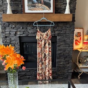 Patrons of Peace Floral Jumpsuit in Orange and Brown